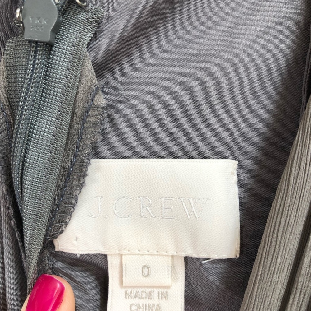 J. Crew Grey Silk Zip Up Dress Size 0 - Picture 5 of 8